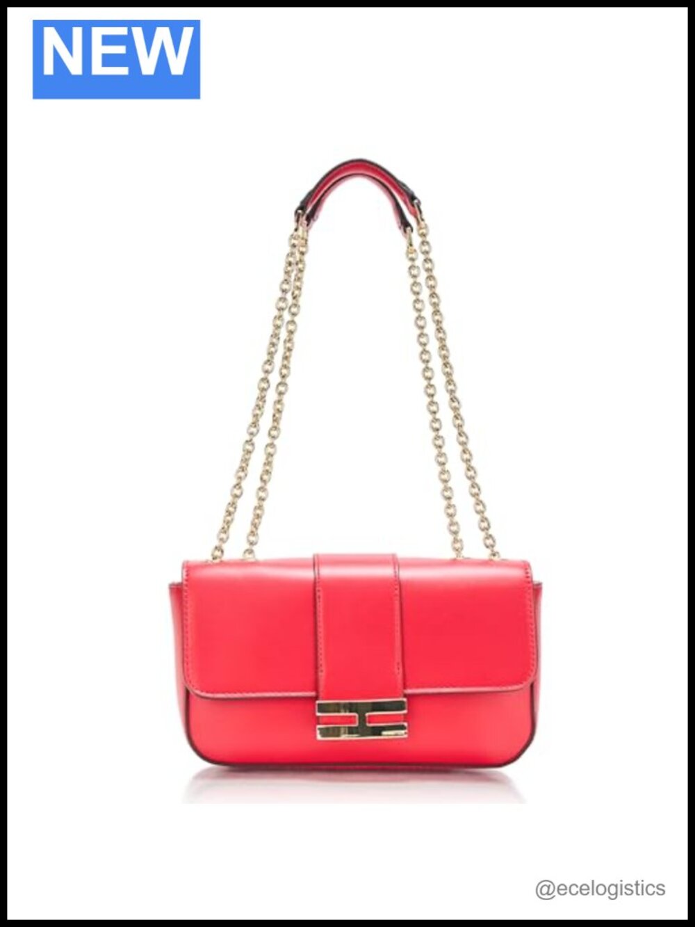 Red Calf Polyurethane Magnetic Snap Satchel Shoulder Bag